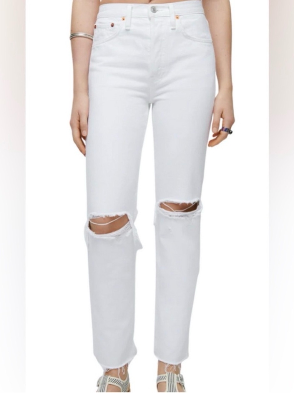 NWT: Re/Done 70s Stovepipe White Jeans